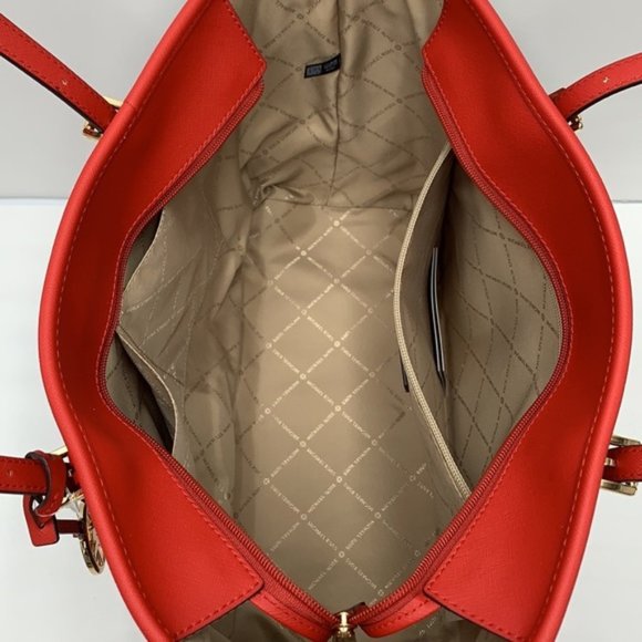 Michael Kors Jet Set Travel Large Top Zip Shoulder Tote Bag Color Flame